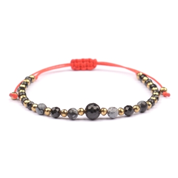 Bransoletka celebrytka czarny TURMALIN OBSYDIAN HEMATYT ochrona i spokój